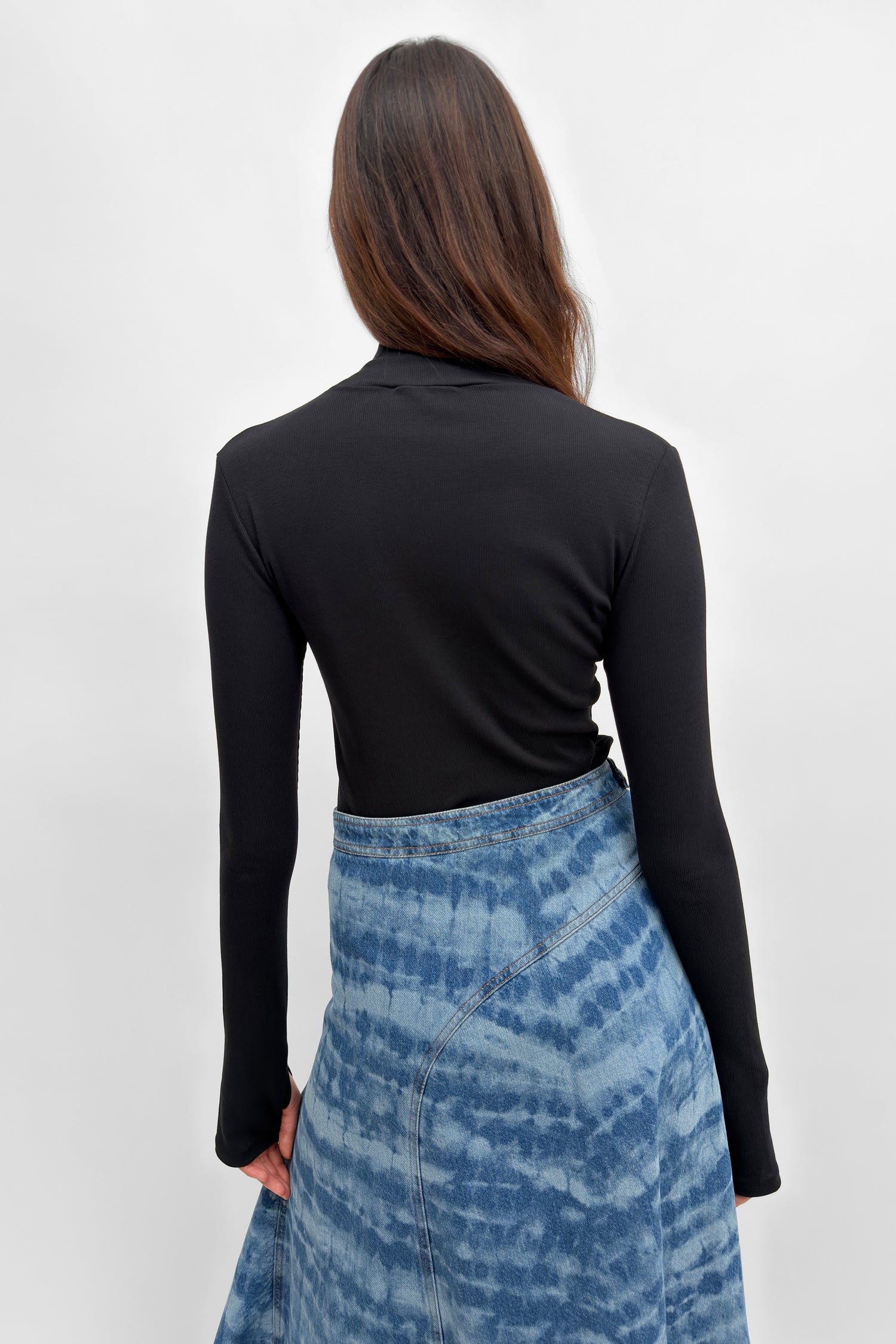 The Kira mini-rib jersey polo sweater