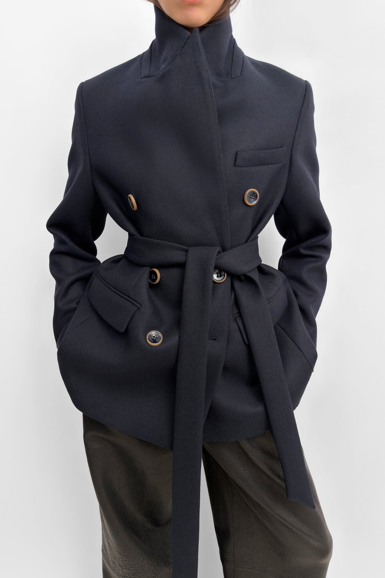 The Leah wool twill pea coat
