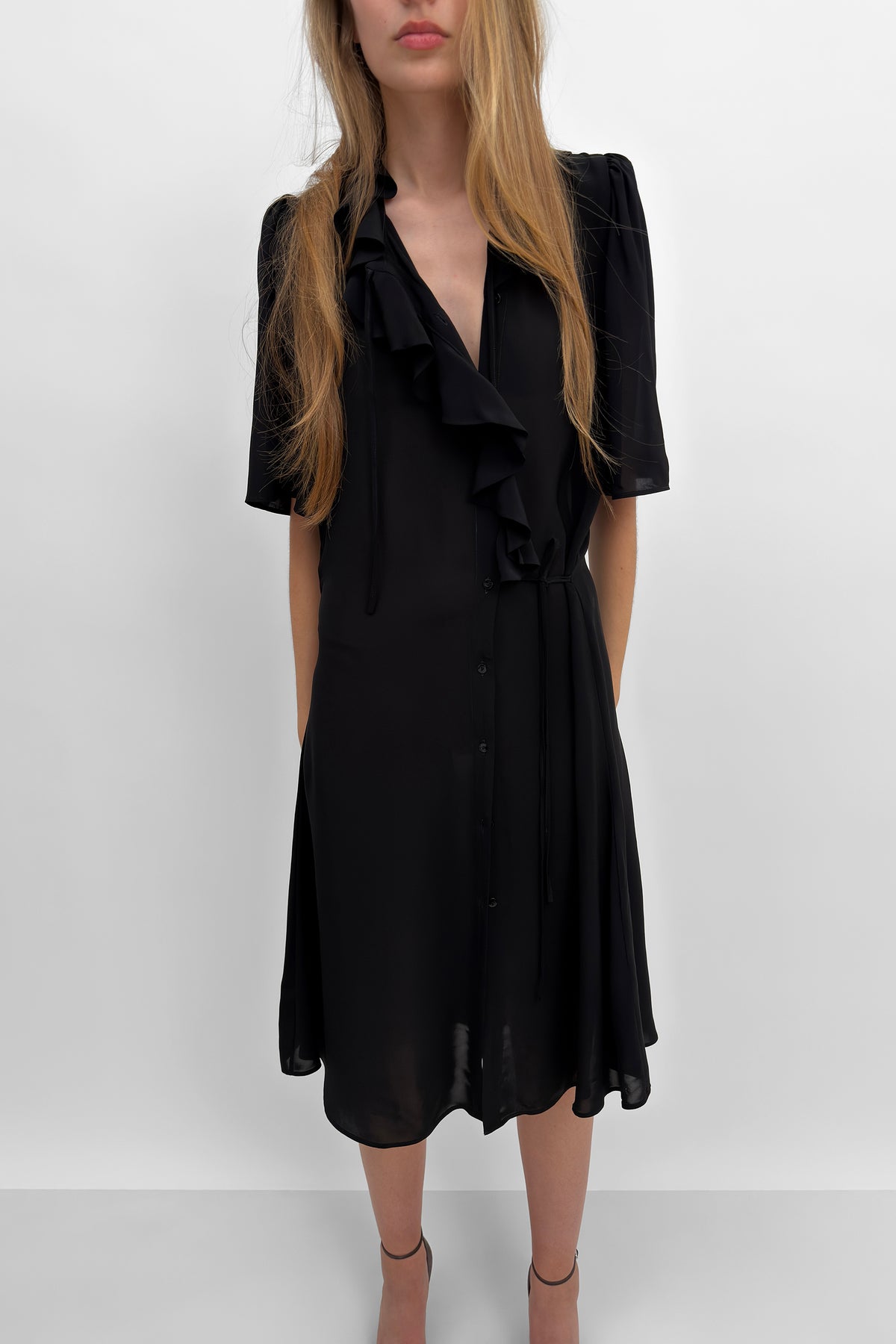The Ximena flounce midi dress