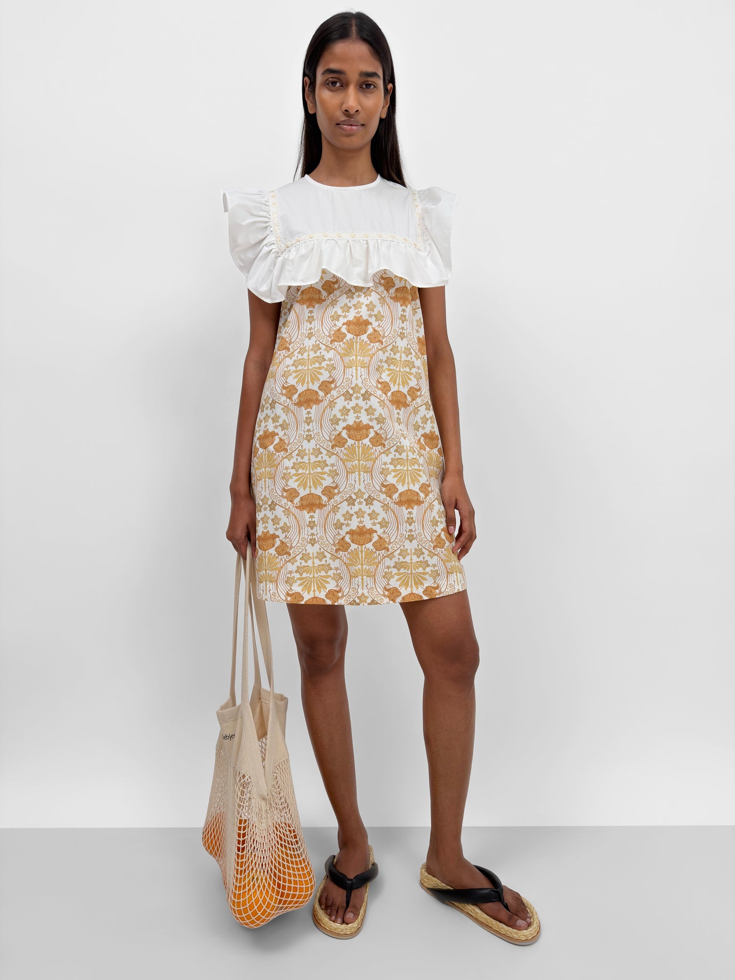 The Eda frill-trimmed mini-dress in Tulip print