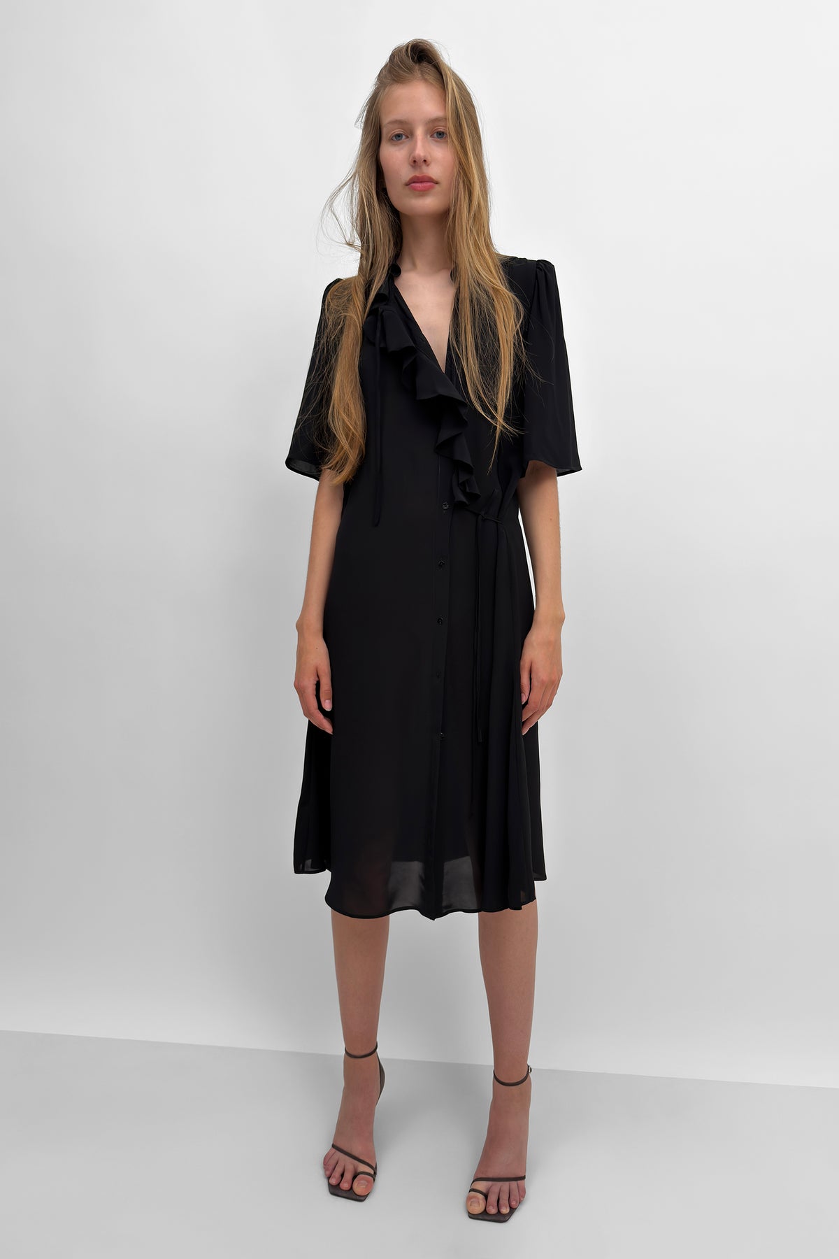 The Ximena flounce midi dress