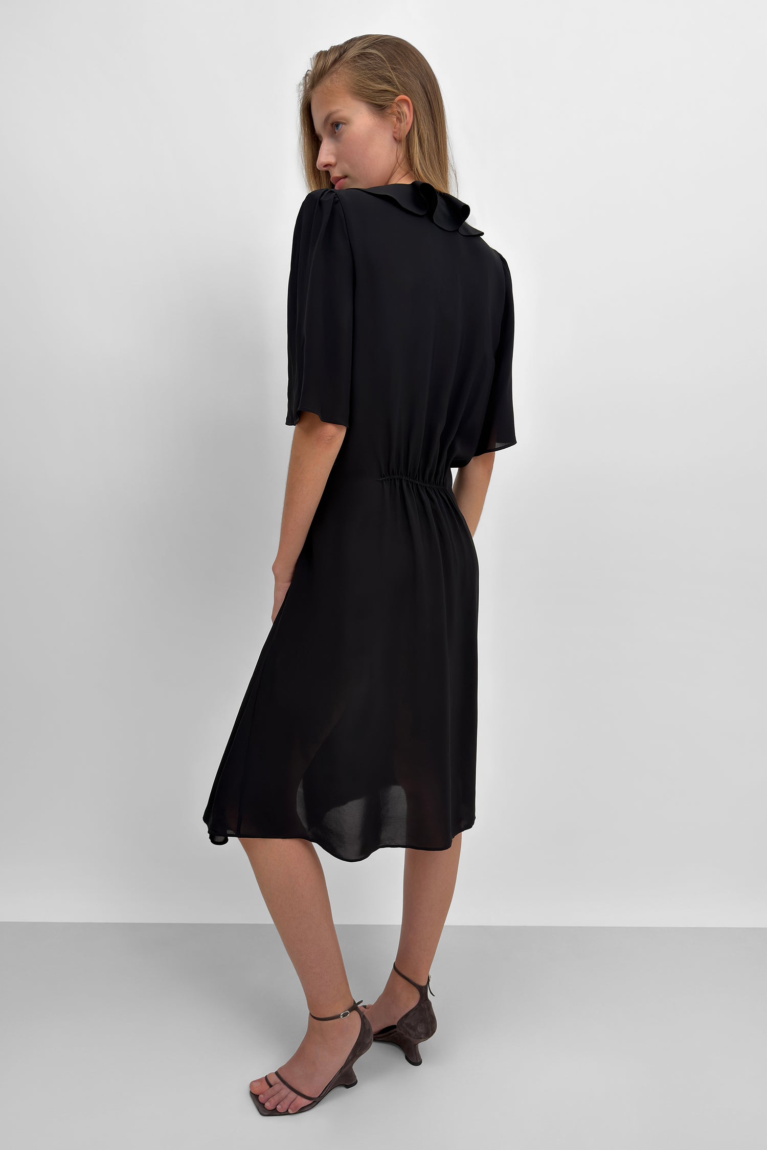 The Ximena flounce midi dress