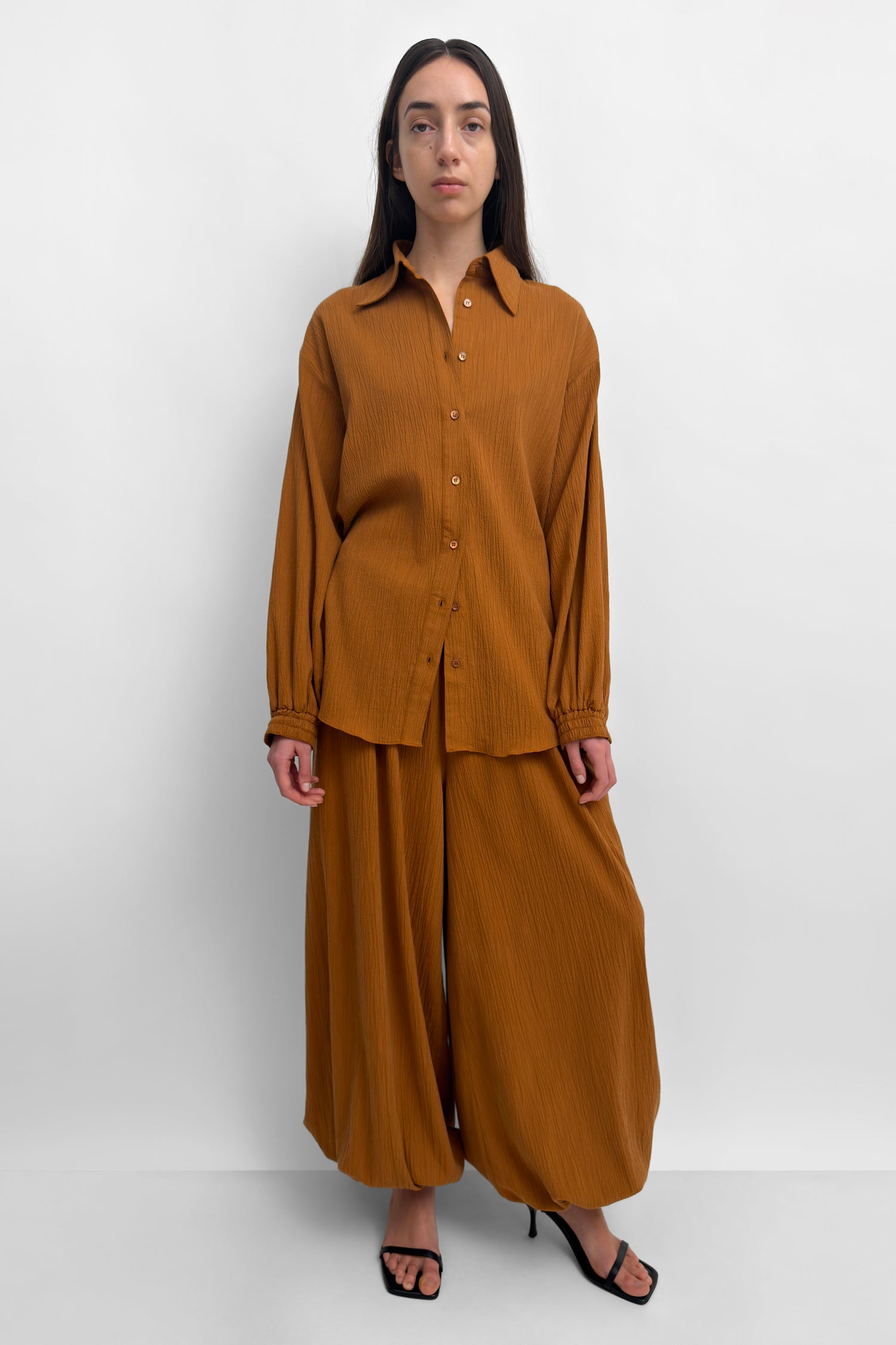 The Yanka plissé tencel cotton shirt