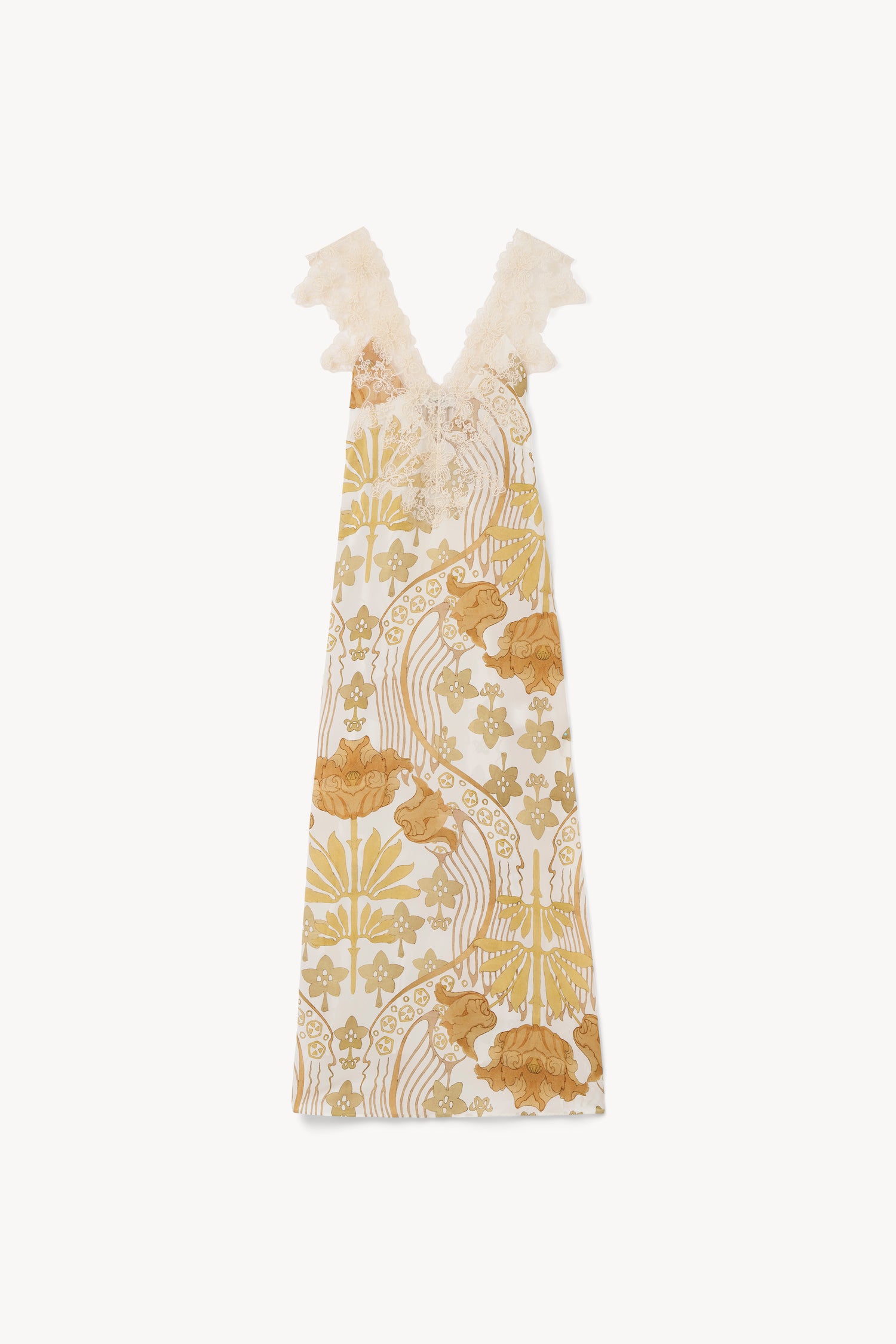 The Delta silk blend lace-trimmed slip dress in Tulip print
